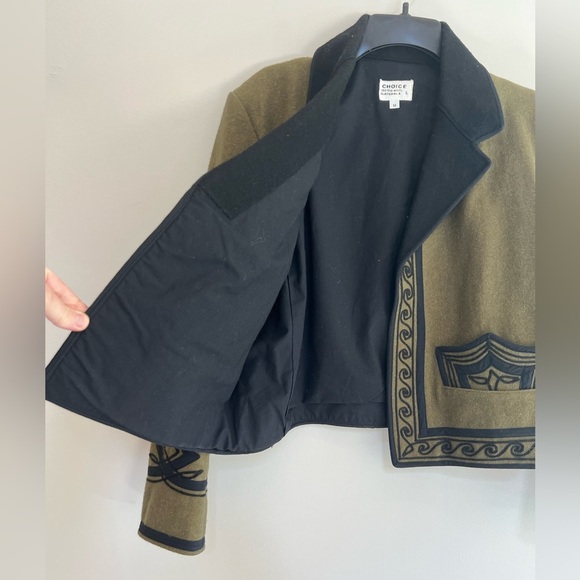 Vintage CHOICE Contemporary Olive Green Wool Embroidered Jacket, M - Picture 3 of 7